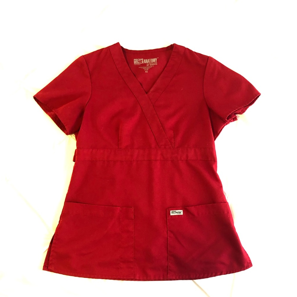 Greys Anatomy Red Scrub Top